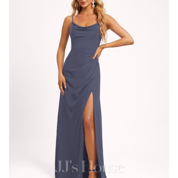 JJ’sHouse A-line Cowl Floor-Length Chiffon Bridesmaid Dress Size 8 - Picture 6 of 12